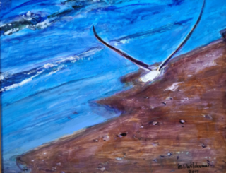 Acryl schilderij, Maya Wildevuur, Zeemeeuw, 2017